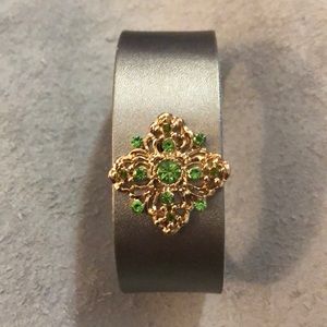 Adorable Leather Cuff with Dainty Rhinestones‎ #3